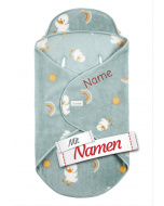 Einschlagdecke personalisiert Ente Edda Lou Ente in Steingrün mit Namen bestickt