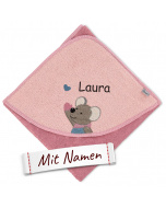 Sterntaler Besticktes Kapuzenhandtuch Mabel Maus, Rosa, 80x80, Perfekt zur Taufe