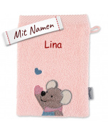 Bestickter Waschlappen Maus Mabel Sterntaler, personalisiertes Kinder Geschenk