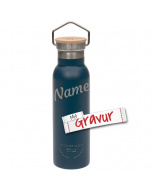Lässig Kinder Trinkflasche Edelstahl (460 ml - isoliert), Adventure Blue mit Gravur