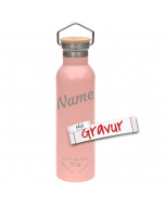 Lässig Kinder Trinkflasche Edelstahl (700 ml - Isoliert), Adventure Rose mit Gravur