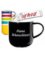 Coppa Henkelbecher, schwarz mit Gravur