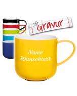 Coppa Henkelbecher, gelb mit Gravur