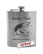 Geschenk für Angler, personalisierter Flachmann mit Gravur