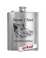 Jäger Flachmann mit Gravur, Motiv Wildschwein / Kopf