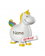 Personalisierte Spardose Einhorn LEONARDO - Kinder Geschenk zur Taufe / Geburtstag mit Gravur