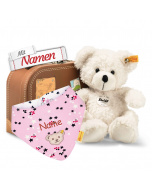 Steiff Lotte Teddybär im Koffer + Mädchen Halstuch Rosa sweet lilac, bestickt