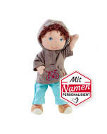 HABA Jungen Stoffpuppe Lian mit Namen bestickt, Geschenk für Jungs