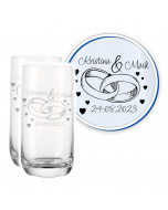 LEONARDO Ringromance Trinkglas Set, personalisiert und graviert, Jahrestag Geschenk mit Gravur