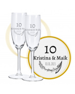 Sektglas mit Gravur zum 10. Hochzeitstag, Sommerliebe