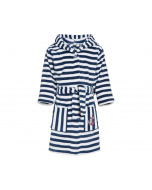 Playshoes Fleece-Bademantel Ringel maritim, 122/128, bestickt