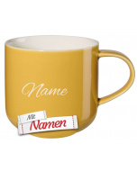 ASA Selection coppa Tasse mit Gravur, Porzellan Kaffeetasse personalisiert mit Namen als Geschenk für Frauen Männer, Kaffeebecher mustard / gelb