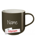 ASA Selection coppa Tasse mit Gravur, Porzellan Kaffeetasse personalisiert mit Namen als Geschenk für Frauen Männer, Kaffeebecher schwarz, earth