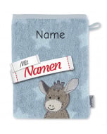 Baby Waschhandschuh Sterntaler Esel Emmi mit Namen personalisiert, Geschenk Geburt & Taufe, bestickt