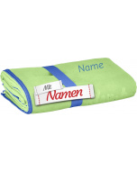 Badetuch mit Namen personalisiert – Playshoes Microfaserhandtuch bestickt, 80x160 cm, Grün
