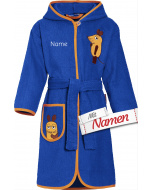 Bestickter Kinder-Bademantel DIE MAUS, Blau, 86/92