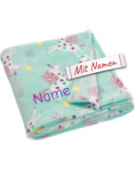 Einhorn Geschenk, Schmusedecke aus Fleece mit Namen bestickt von Playshoes