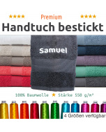 Handtuch mit Namen bestickt, Frottee Baumwolle 50x100 cm, Antique Grau/Braun, 550 g/m²