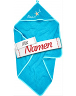 Kapuzenhandtuch mit Namen bestickt – Playshoes Meerestiere Kapuzentuch mit Seestern-Stick an der Kapuze