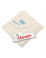 Kapuzenhandtuch personalisiert Dino Rexi Dinosaurier – Sterntaler mit Namen bestickt