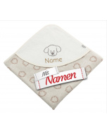 Kapuzenhandtuch personalisiert Hund Lucky – Sterntaler Babybadetuch mit Namen bestickt