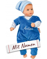 Käthe Kruse Puppe mit Namen bestickt, Kinder Puppe personalisiert für Junge & Mädchen, Mini Bambina Luis blau