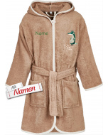 Kinder Bademantel personalisiert bestickt mit Namen, Playshoes Wildtiere Krokodil bestickt Größe, 110/116