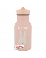Kinder Trinkflasche mit Gravur Hase Mrs Rabbit – Trixie Edelstahlflasche mit Namen für Kita und Schule