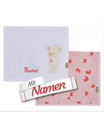 Kinderhandtuch personalisiert Sterntaler Bär Betty - 2er Set 30x50 cm, mit Namen bestickt, rosa Händehandtuch für Mädchen