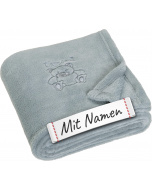 Kuscheldecke bestickt Bär Kollektion Bär von Playshoes – graue Schmusedecke mit Namen