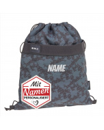 LÄSSIG Lässig Sportbeutel mit Namen personalisiert, Bestickt, Spots Blue – Kinder Turnbeutel Sportbeutel mit Rucksackfunktion