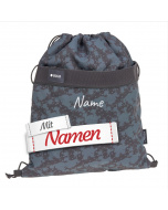 LÄSSIG Lässig Sportbeutel mit Namen personalisiert, Bestickt, Spots Blue – Kinder Turnbeutel Sportbeutel mit Rucksackfunktion
