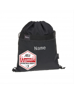 Lässig Sportbeutel mit Namen bestickt, Bold Black, Kinder Turnbeutel mit Rucksackfunktion/School String Bag für Schule und Sport