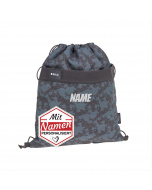 Lässig Sportbeutel mit Namen personalisiert, Bestickt, Spots Blue – Kinder Turnbeutel Sportbeutel mit Rucksackfunktion