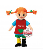 Pippi Langstrumpf Puppe mit Namen bestickt, Stoffpuppe personalisiert, 40 cm