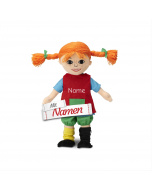 Pippi Langstrumpf Stoffpuppe mit Namen bestickt, 30 cm, Puppe personalisiert