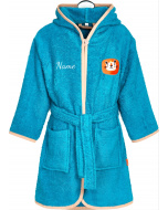 Playshoes Kinder Bademantel mit Namen personalisiert, Dschungel Löwe – bestickt, 86/92