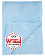 Playshoes Kuscheldecke mit Namen Bär Kollektion in Blau, bestickt als persönliches Kindergeschenk
