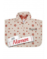 Poncho mit Namen Blume Bauernhof – beige Badeponcho für Mädchen, bestickt