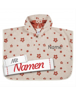 Poncho mit Namen Blume Bauernhof – beige Badeponcho für Mädchen, bestickt