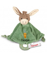 Schmusetuch Esel Emmilius mit Namen bestickt, Sterntaler Kuscheltuch personalisiert