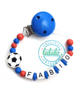 Schnullerkette Fußball, Blau Rot Weiß