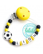 Schnullerkette Fußball Gelb/Schwarz/Weiß