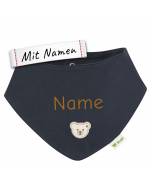 Steiff Halstuch Dunkelblau/Schwarz mit Wunschname - Personalisiertes Geschenk, bestickt