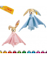 Taufgeschenk personalisiert: Steiff Bio Schmusetuch mit Namen Hoppel Hase in rosa für Mädchen, bestickt