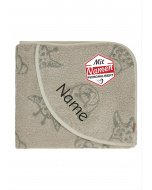 Sterntaler Kapuzenhandtuch mit Namen bestickt – Löwe Leo – 100x100 cm, Baby & Kinder Badetuch personalisiert, Steingrau