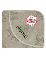 Sterntaler Kapuzenhandtuch mit Namen bestickt – Löwe Leo – 100x100 cm, Baby & Kinder Badetuch personalisiert, Steingrau