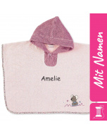 Bestickter Sterntaler Poncho Maus Mabel, Rosa, Geschenk für Mädchen