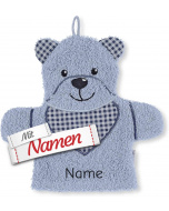 Sterntaler Spiel-Waschhandschuh Bär Baylee Blau, bestickt