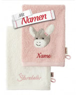 Sterntaler Waschhandschuh (2er Set) Emmi Girl, personalisiertes Mädchen Geschenk zur Geburt / Taufe